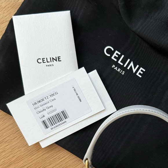 Celine Mini Besace Clea Handbag in Light Gray / Cloudy Grey with Gold Hardware - Picture 4 of 9